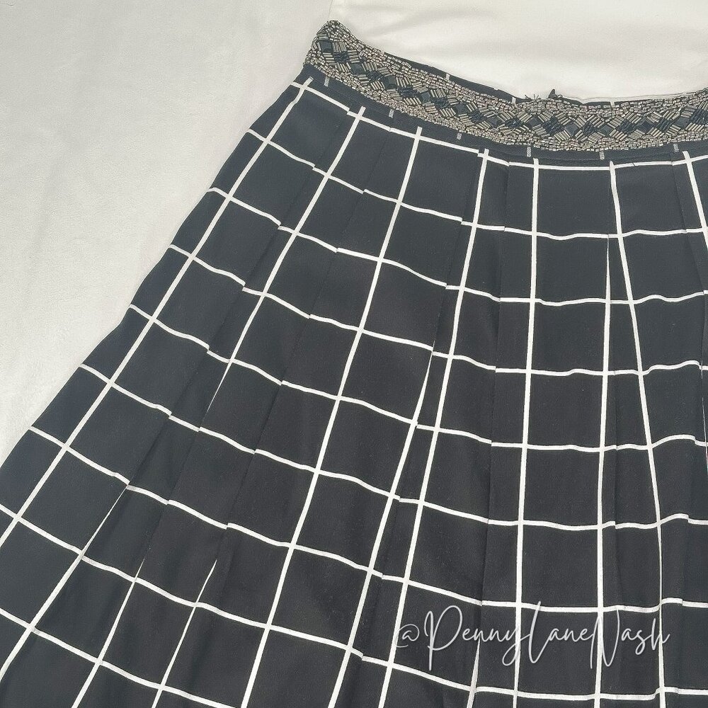 NWT Blue Rain Embellished Windowpane Skirt Size Small Black - Picture 2 of 13